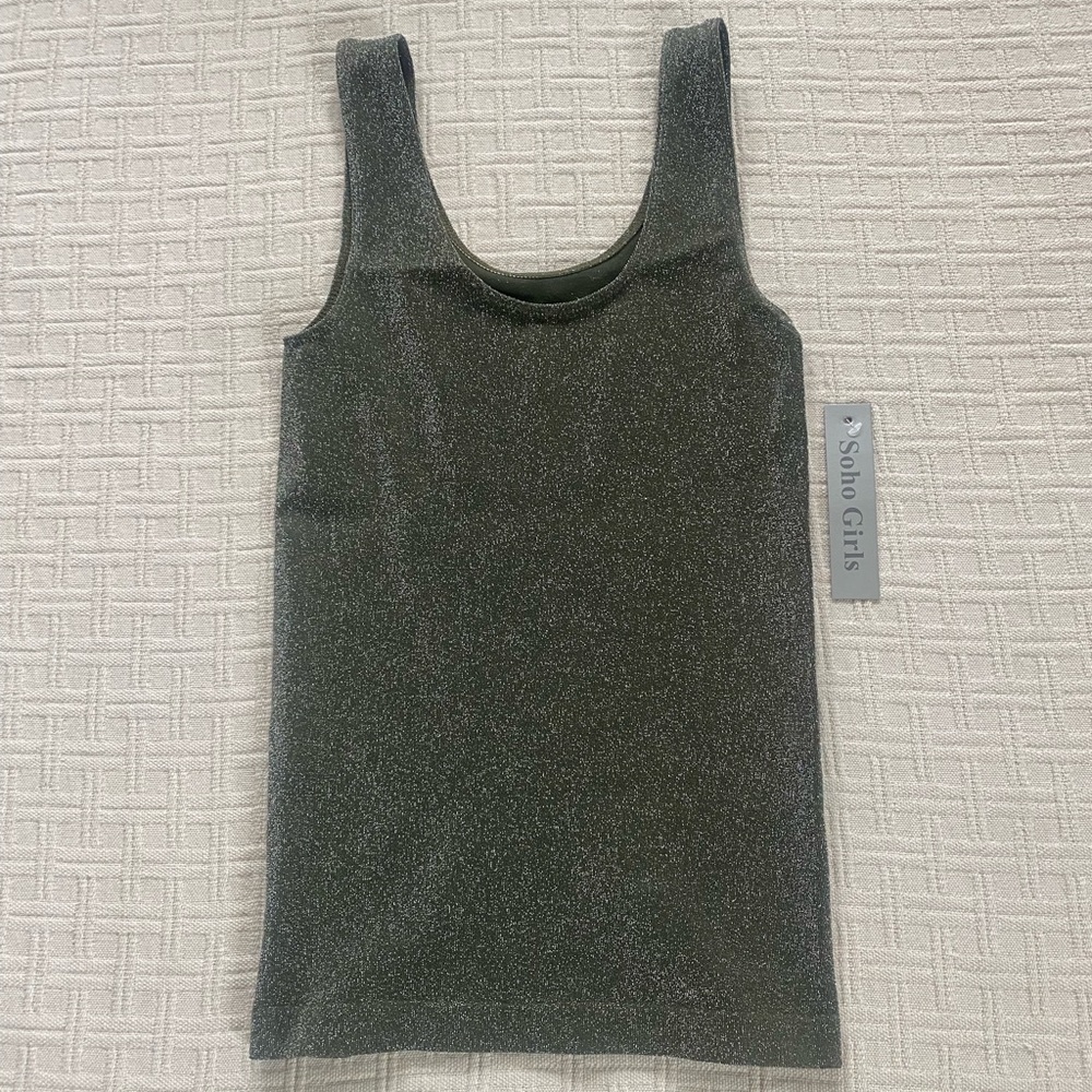 NWT Soho Girls green glitter tank.